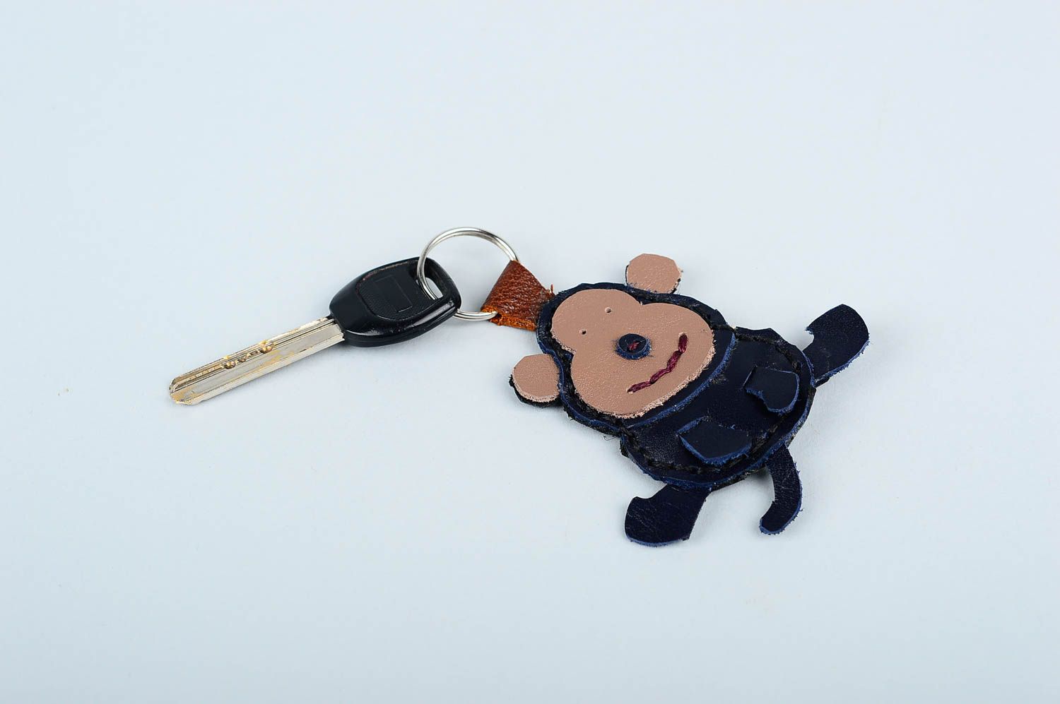 Schlüsselanhänger Affe handmade Schlüssel Schmuck Leder Schlüsselanhänger foto 4