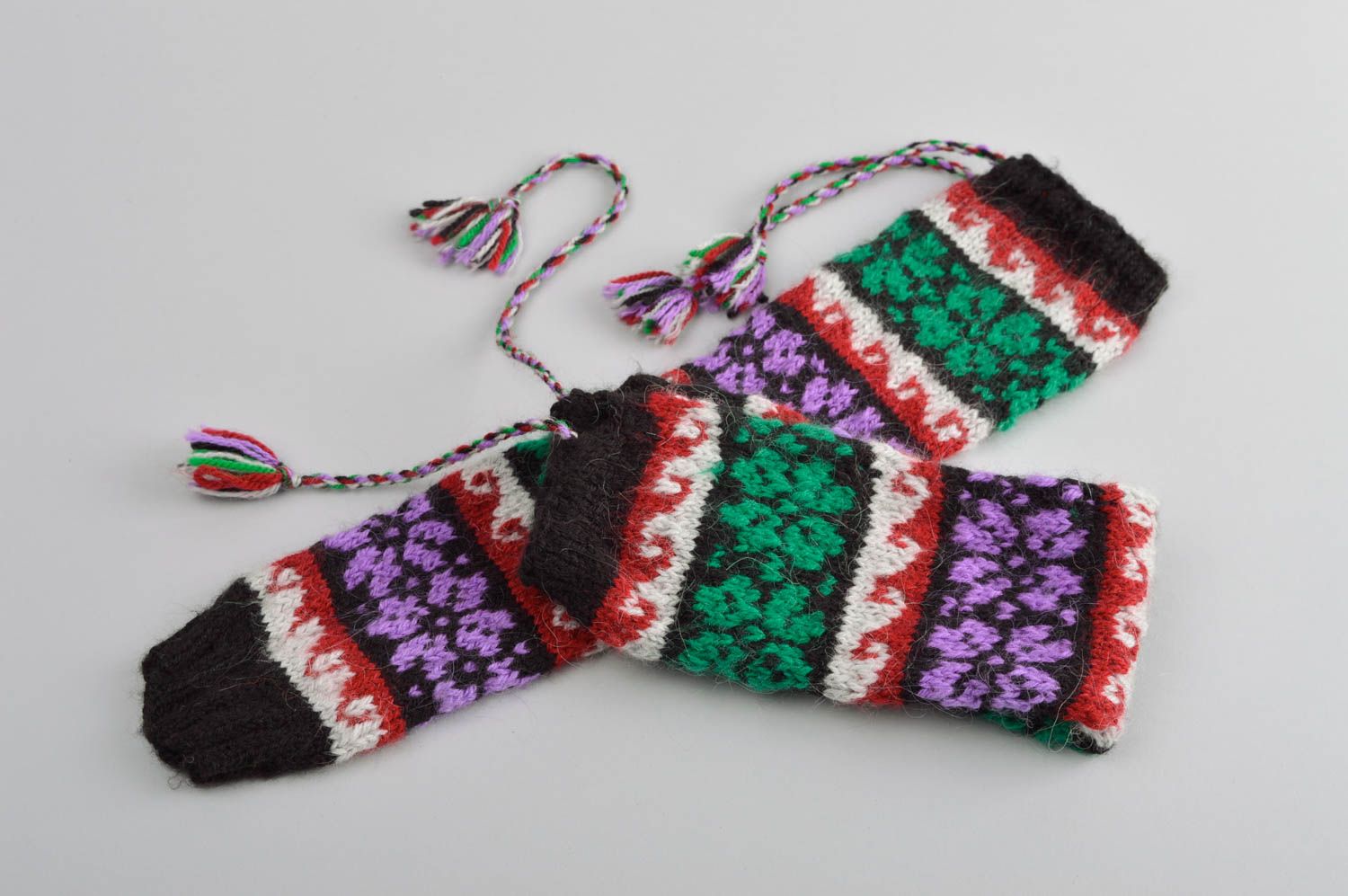 Handmade woolen socks warm patterned socks unusual winter accessories photo 5