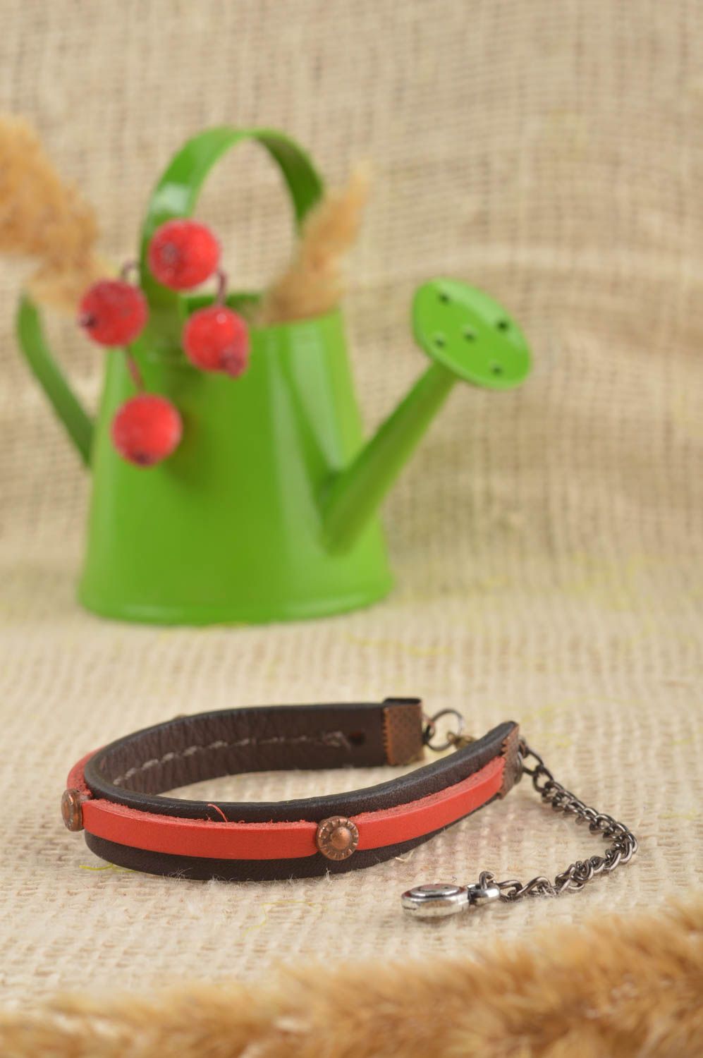 Beautiful handmade leather bracelet leather goods fashion accessories photo 5