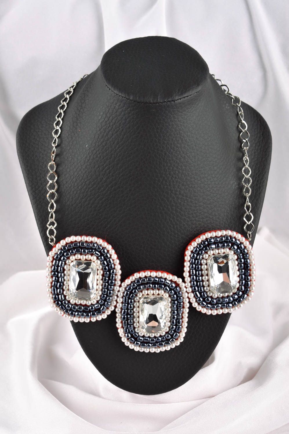 Collar original de abalorios y cristales bisutería artesanal regalo para mujer foto 1