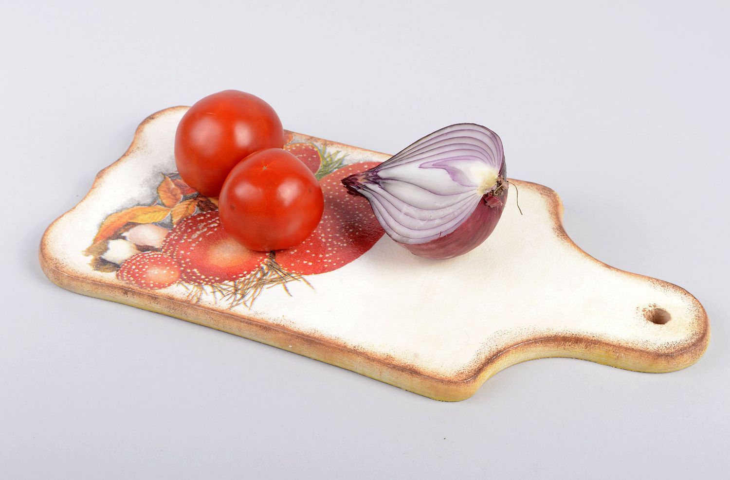 Tabla de madera hecha a mano en decoupage utensilio de cocina regalo original foto 5