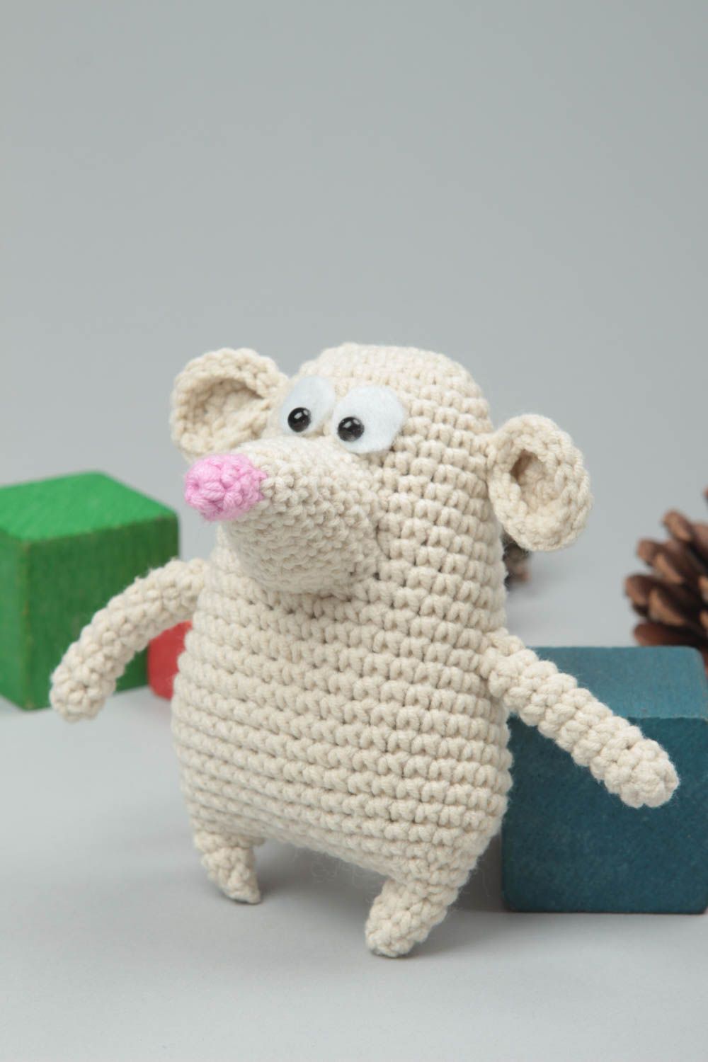 Handmade cute white toy unusual crocheted stylish toy interior decor toy photo 1