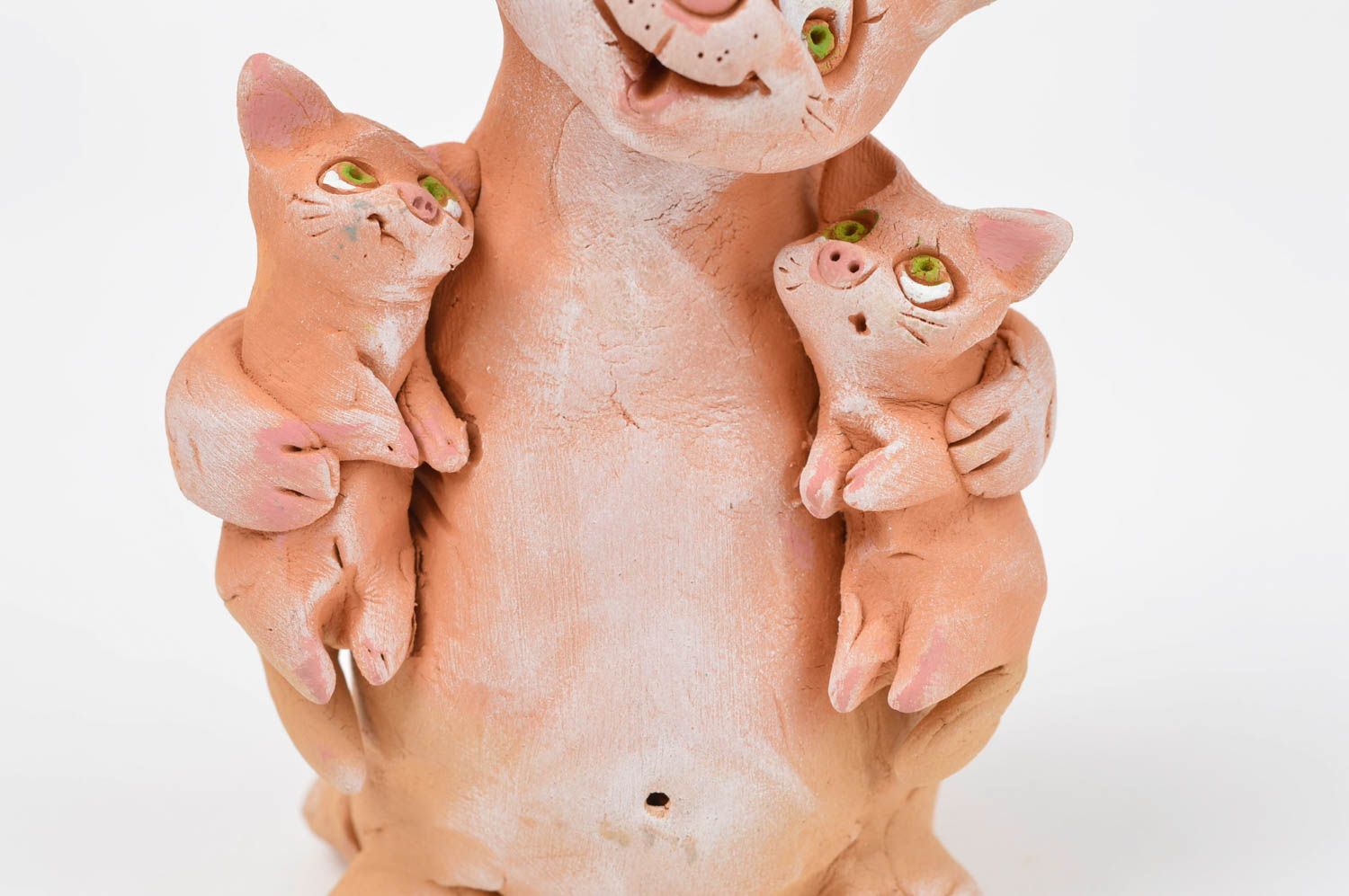 Фигурка из глины кошка ручной работы статуэтка для декора статуэтка животных фото 3