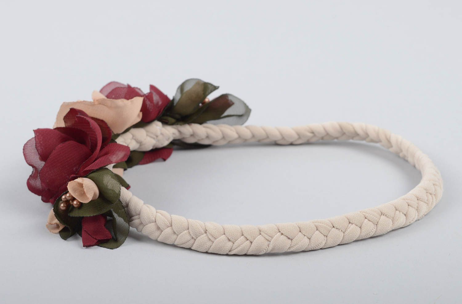 Elegantes Haarband mit Blumen handmade Designer Schmuck Accessoire für Haare  foto 4
