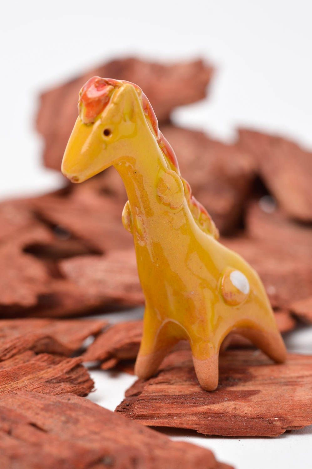 Giraffe Keramik Deko handmade Figur aus Ton Tier Statue bemalte Miniatur Figur foto 7