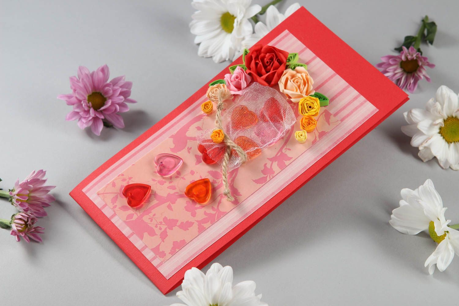 Handmade Pink Birthday Card Paper Quilled Greeting Card Gift For
