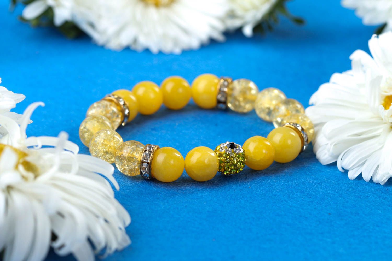 Bracelet en agate cristal de roche Bijou fait main jaune Cadeau pour femme photo 1
