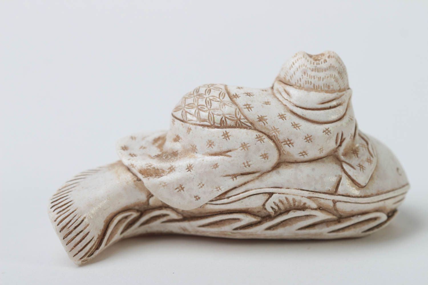 Figurine décorative fait main Petite statue Déco maison Chat sur silure photo 4