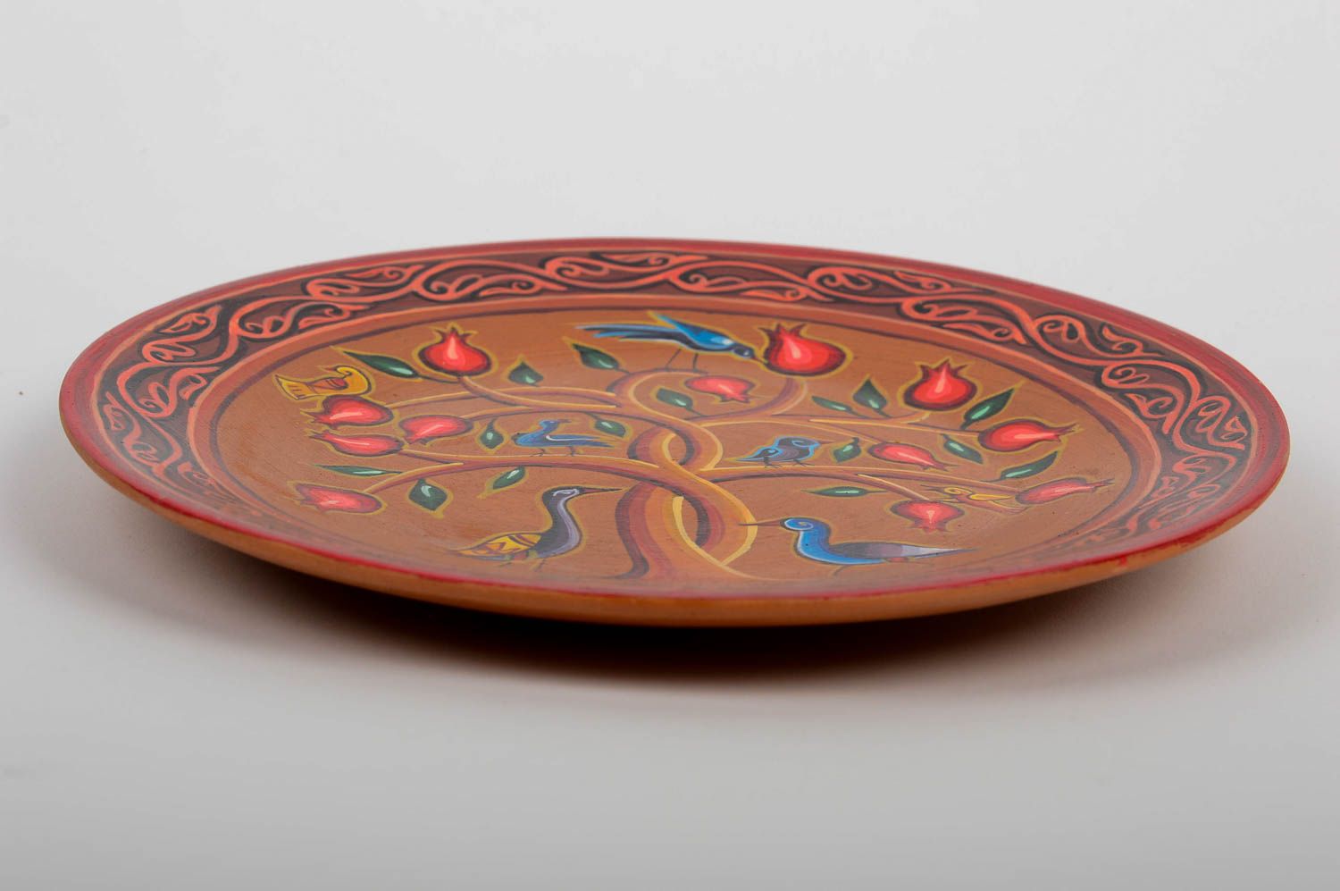 Plato de cerámica hecho a mano pintado decoración de interior vajilla decorativa foto 3