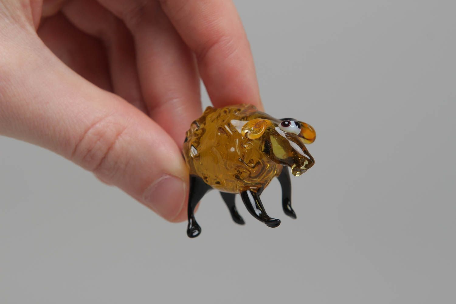 Figurine miniature en verre au chalumeau brune décorative faite main Brebis photo 4