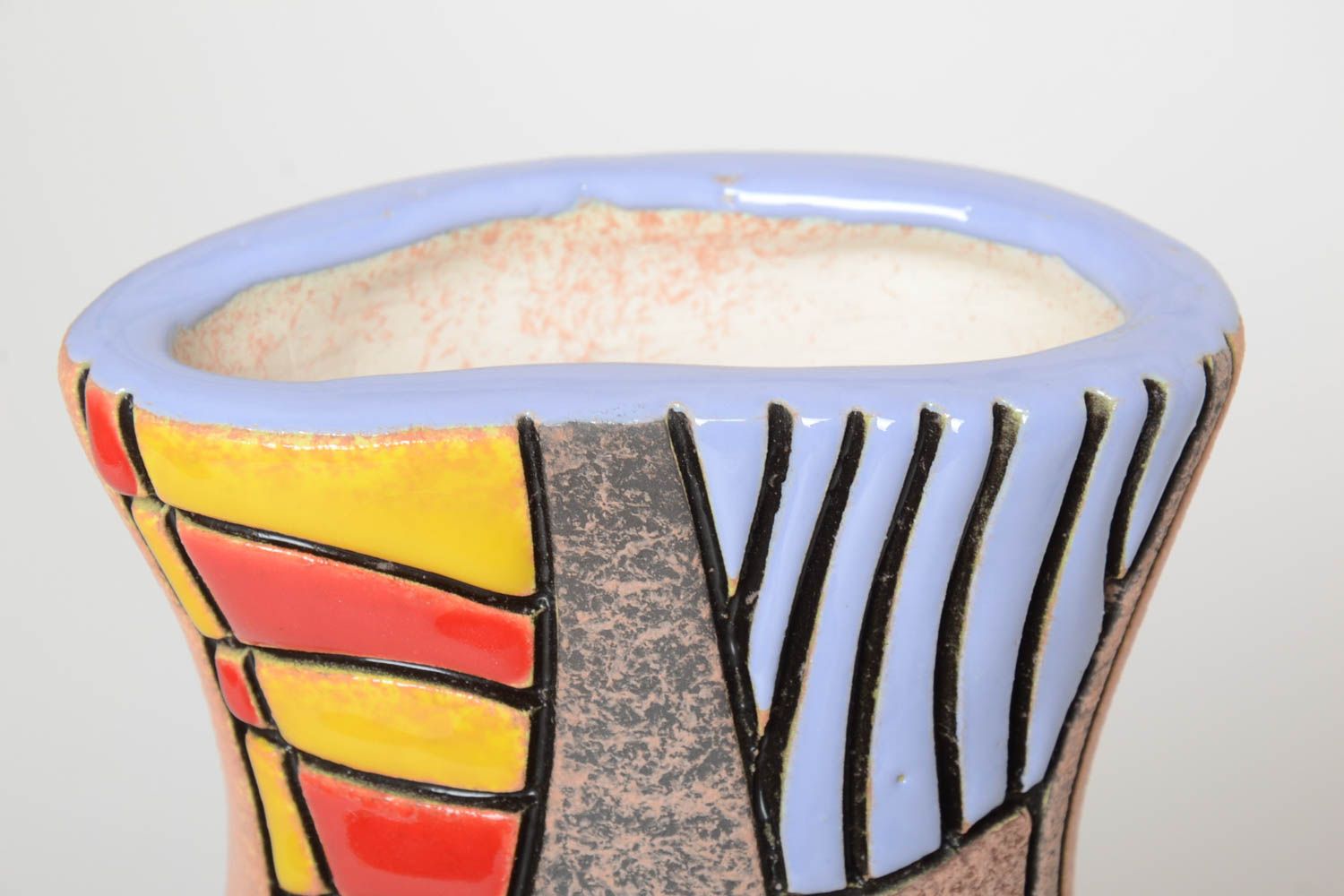 Vase déco fait main Vase céramique beige peint original Déco maison 1,2 l photo 3