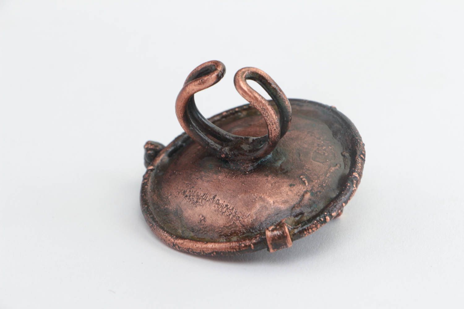 Unusual handmade designer round top copper ring stylish women's photo 4