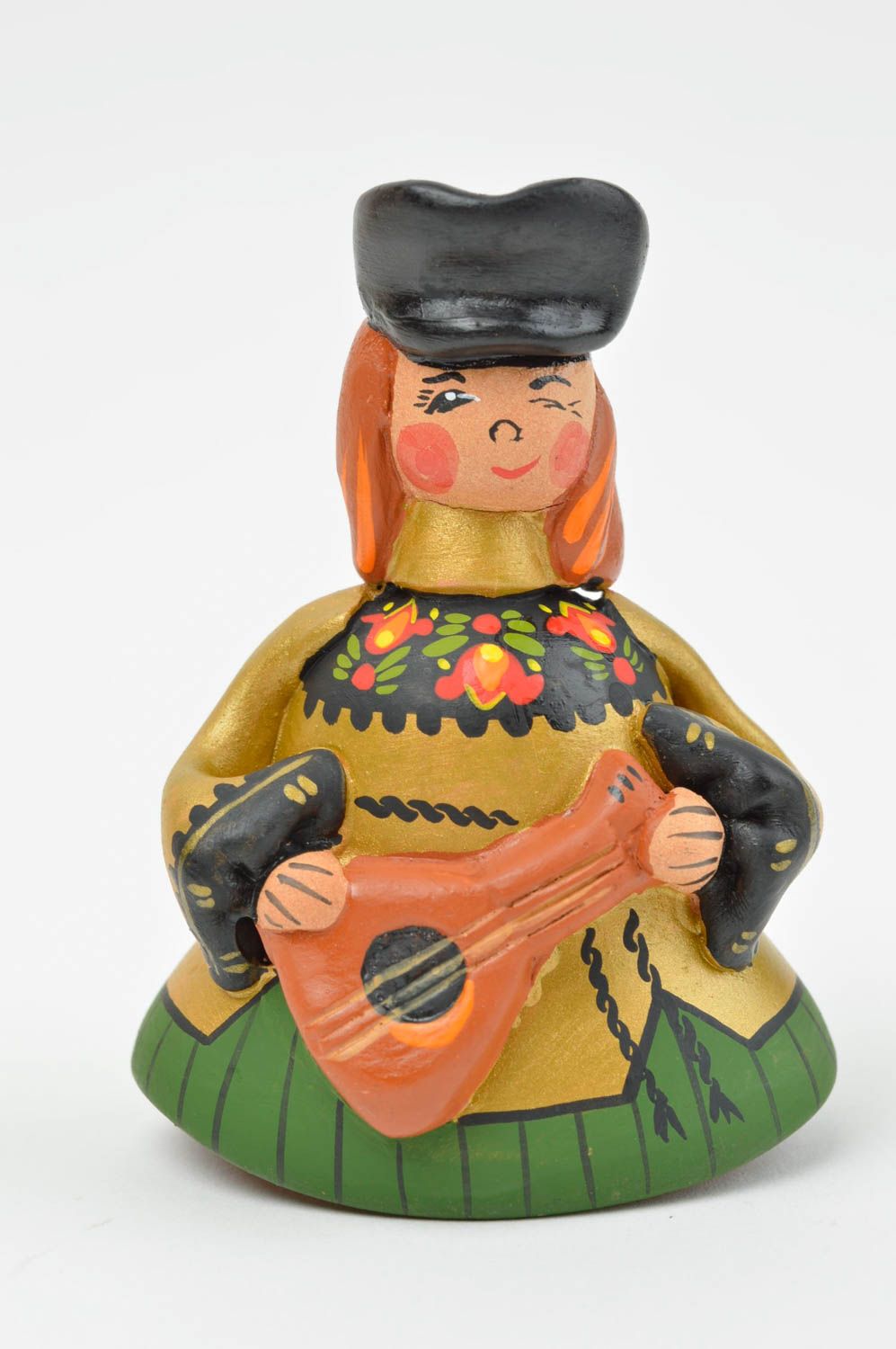 Cloche céramique en forme de fille originale faite main peinte décoration photo 1