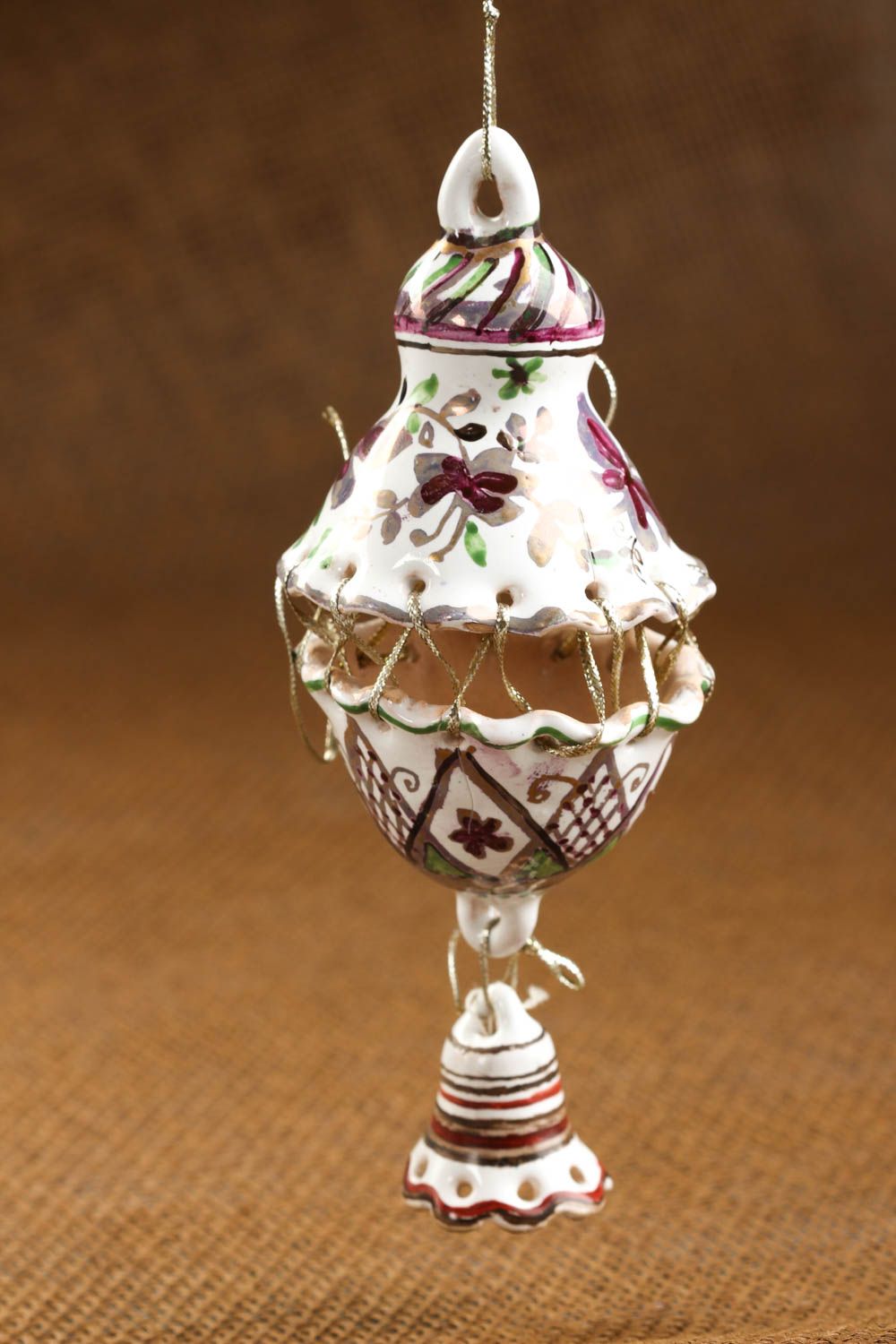 Колокольчик из глины handmade глиняный сувенир настенный колокольчик сувенирный фото 1