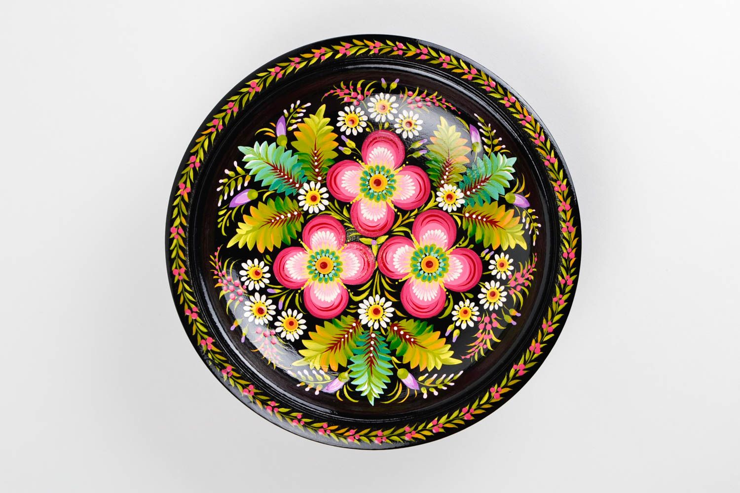 Декор на стену ручной работы глубокая декоративная тарелка расписная посуда фото 4