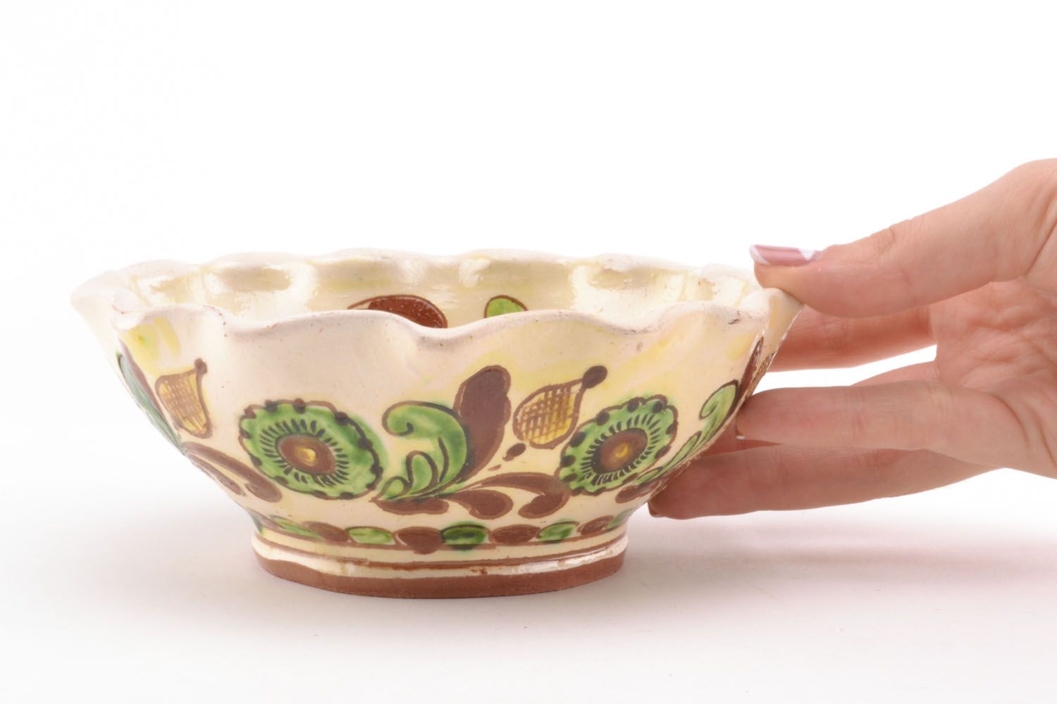 5,5 handpainted ethnic style ceramic candy bowl 0,5 lb photo 1