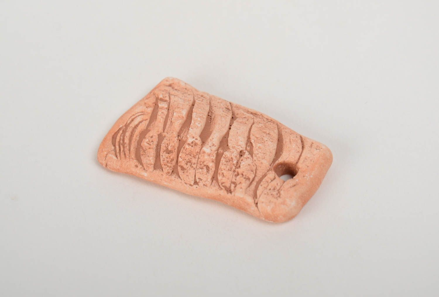 Squared handmade relief clay blank for pendant making DIY jewelry photo 4