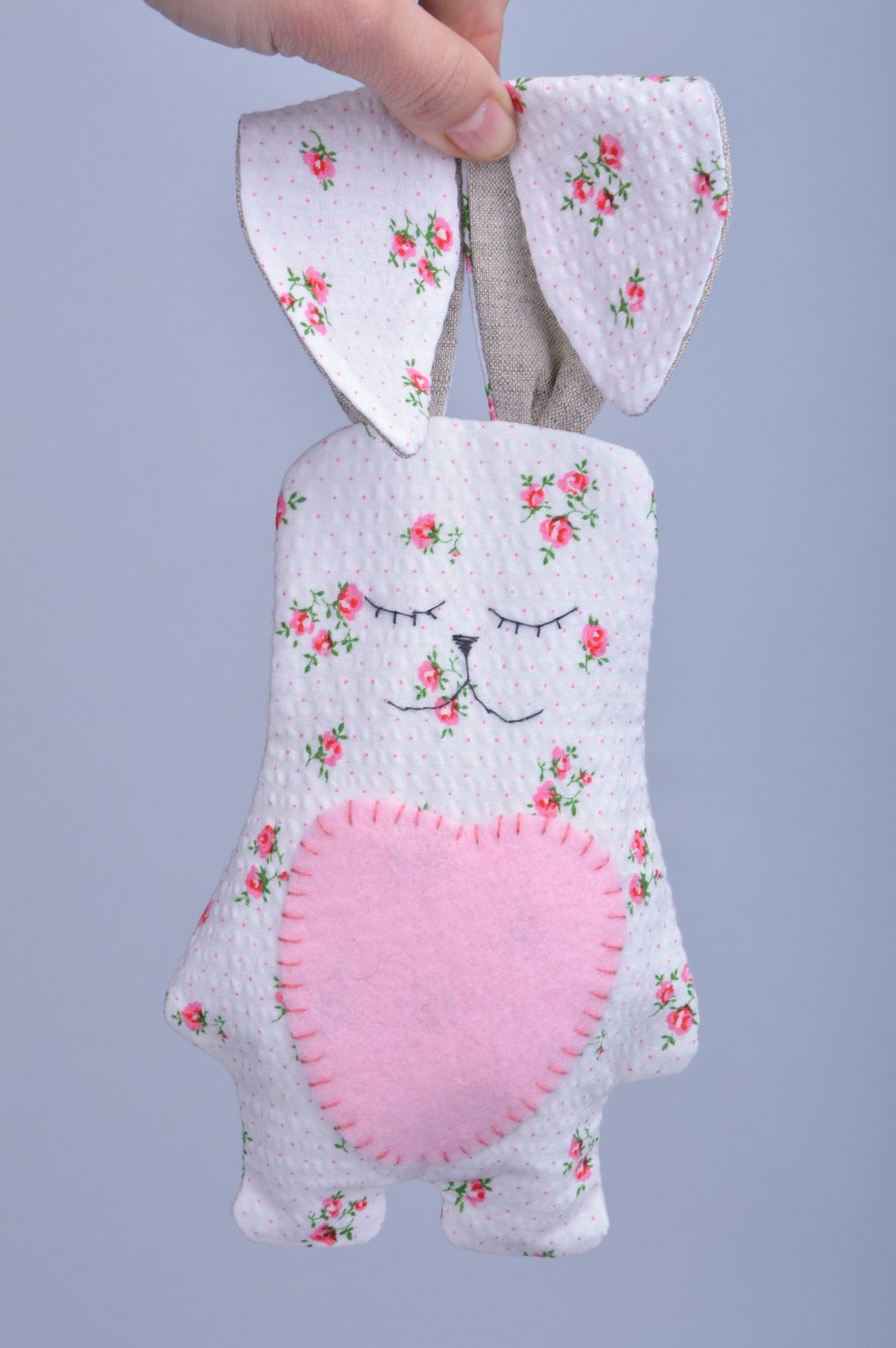 Handmade soft fabric heating pad toys with cherry pits Rabbits set of 2 items  photo 3