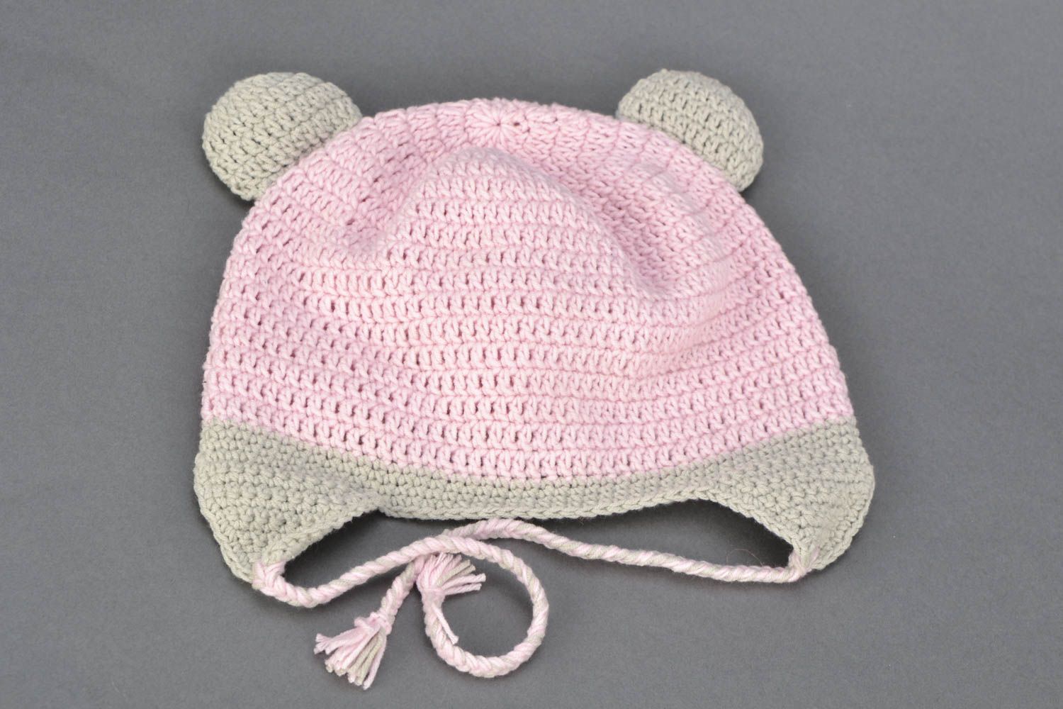 Вязаная шапка розового цвета ручная вязка  фото 4