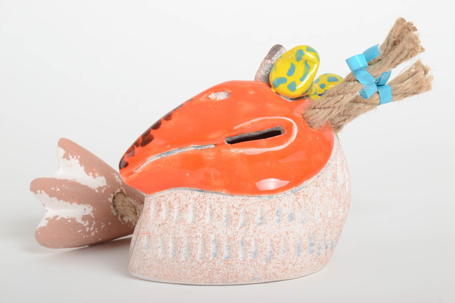 Handgemachte Keramik Kinder Spardose Geschenk für Kinder Ton Deko Krähe bunt foto 5