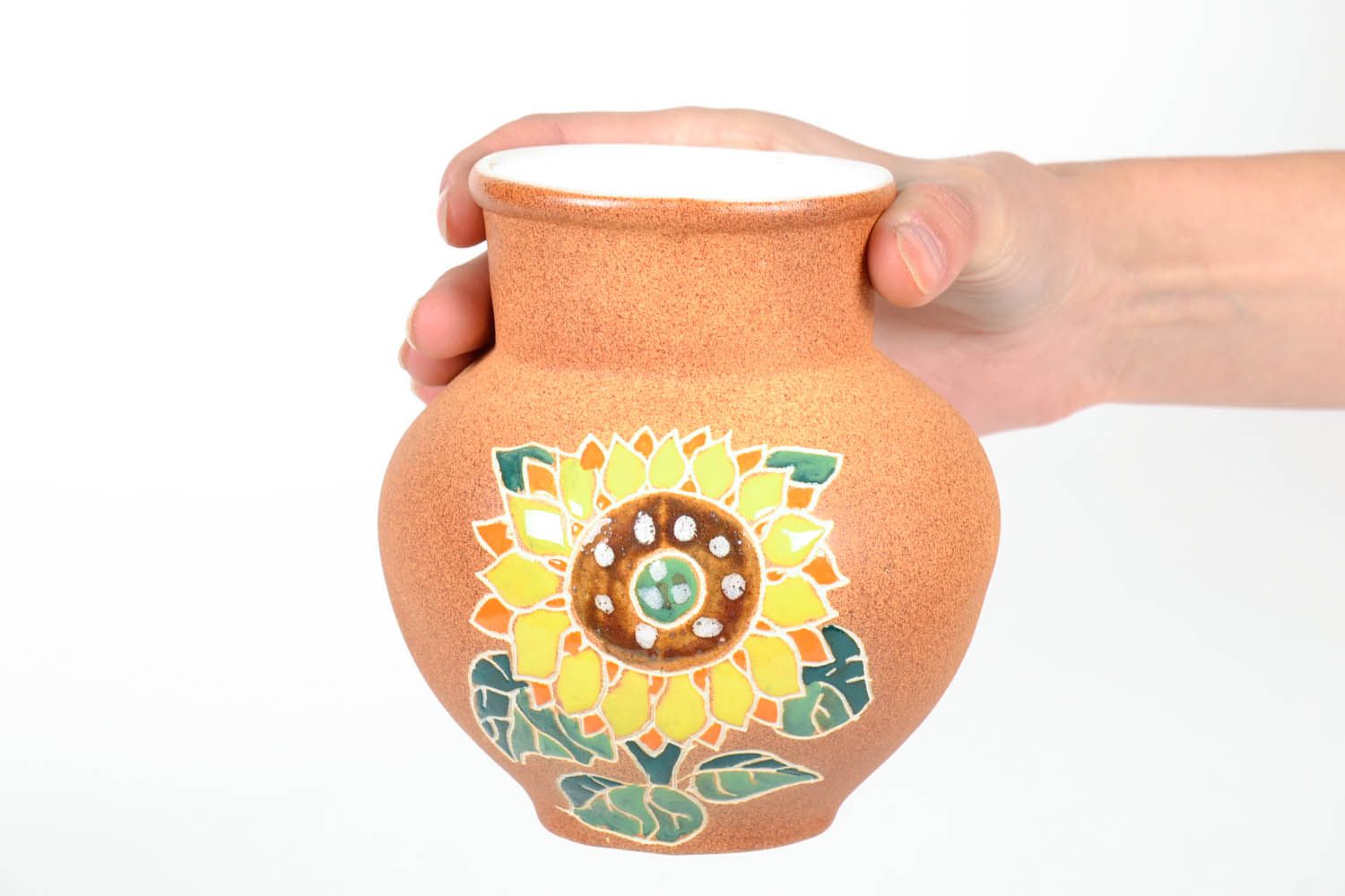 Vase aus Ton Sonnenblume foto 2