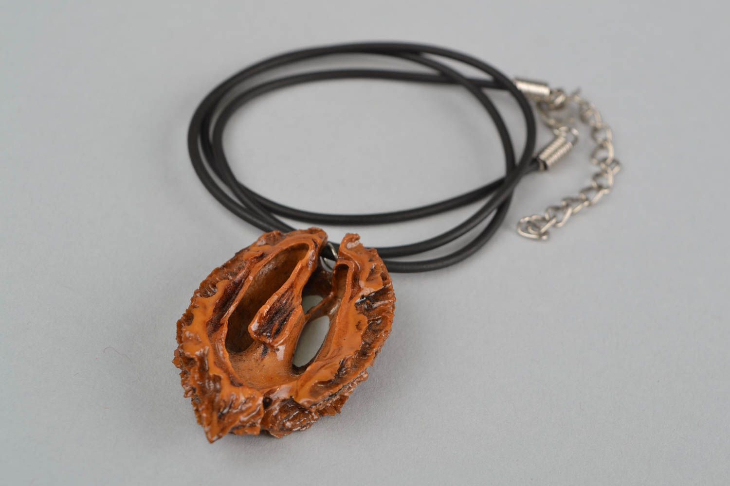 Beautiful handmade walnut neck pendant botanical jewelry fashion accessories photo 4