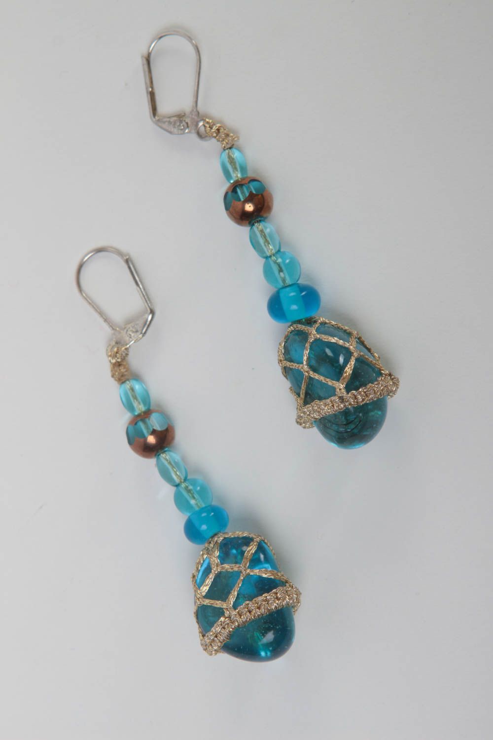 Handmade earrings unusual accessories designer glass jewelry present for women photo 2