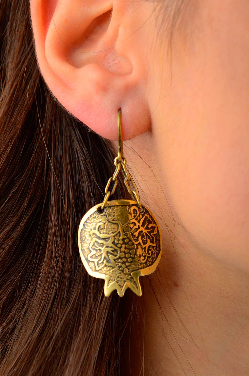 Handmade brass earrings vintage accessories for women brass stylish jewelry photo 2