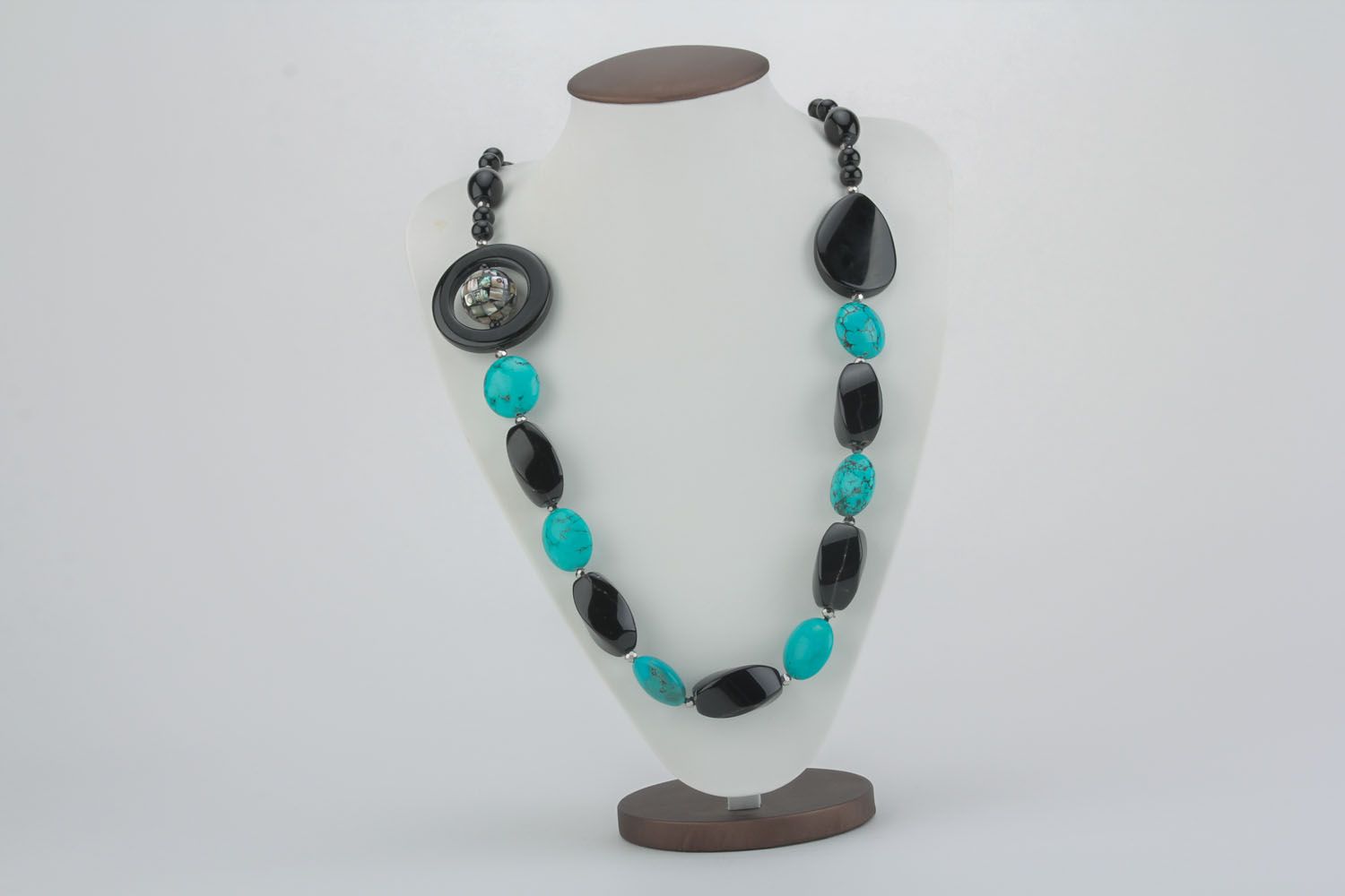 Necklace with agate and turquoise photo 3