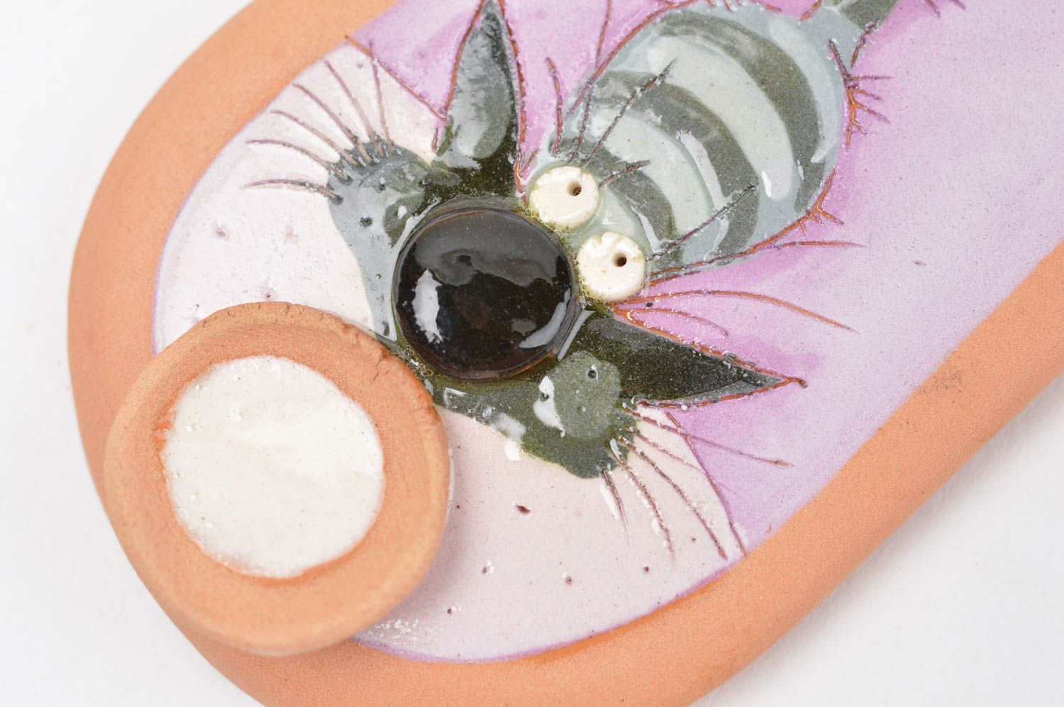 Магнит на холодильник хэнд мэйд декор для дома необычный подарок Кот с миской фото 5