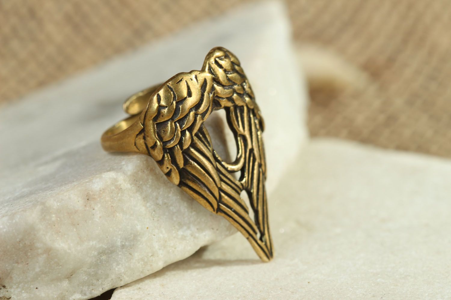 Bronze Ring Flügel foto 3
