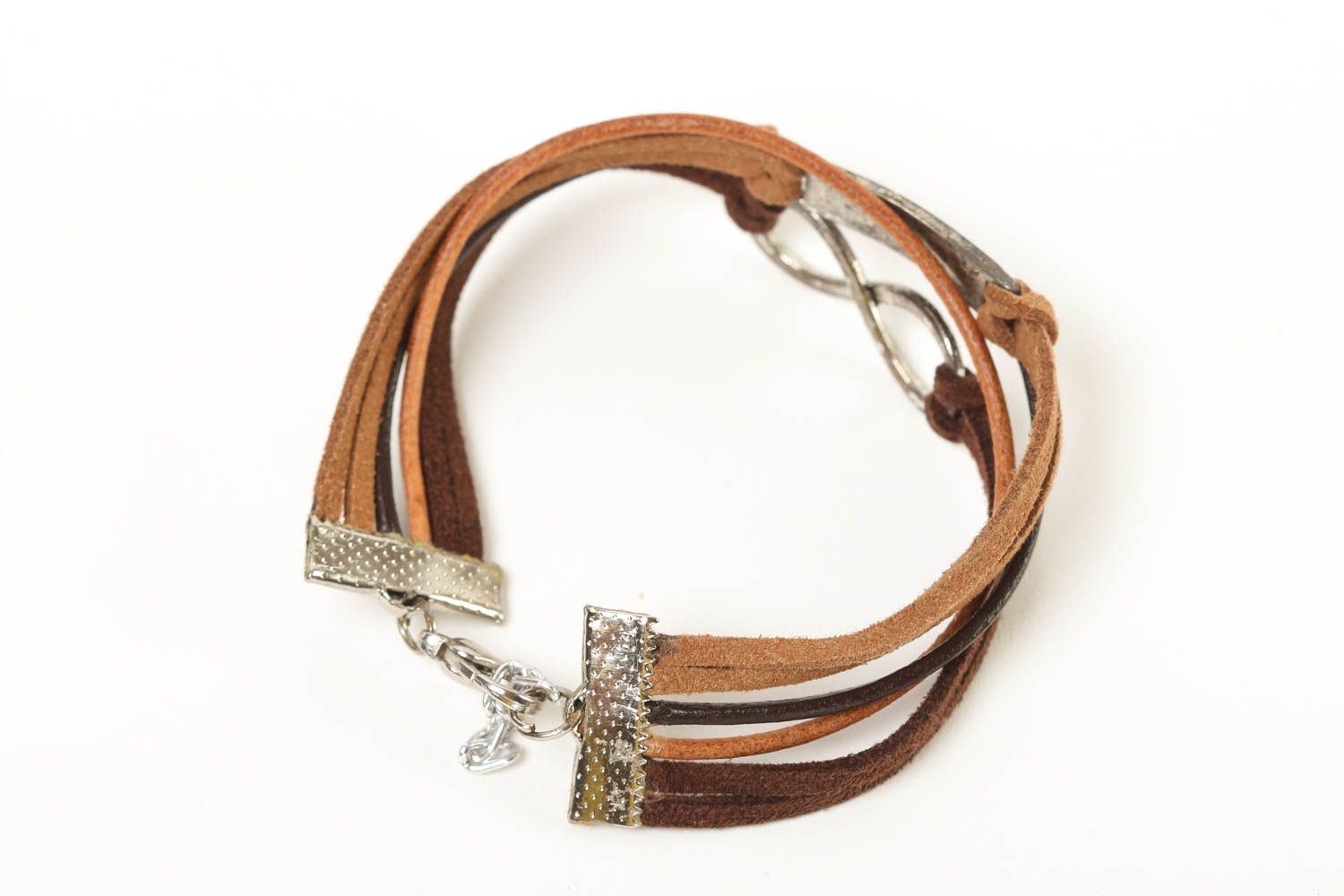 Bracelet marron Bijou fait main multirang cuir daim design Cadeau pour femme photo 4