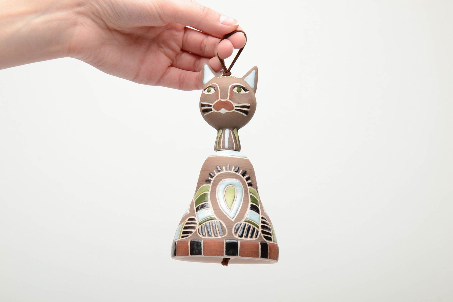 Керамический колокольчик кот фигурка для декора дома фото 5