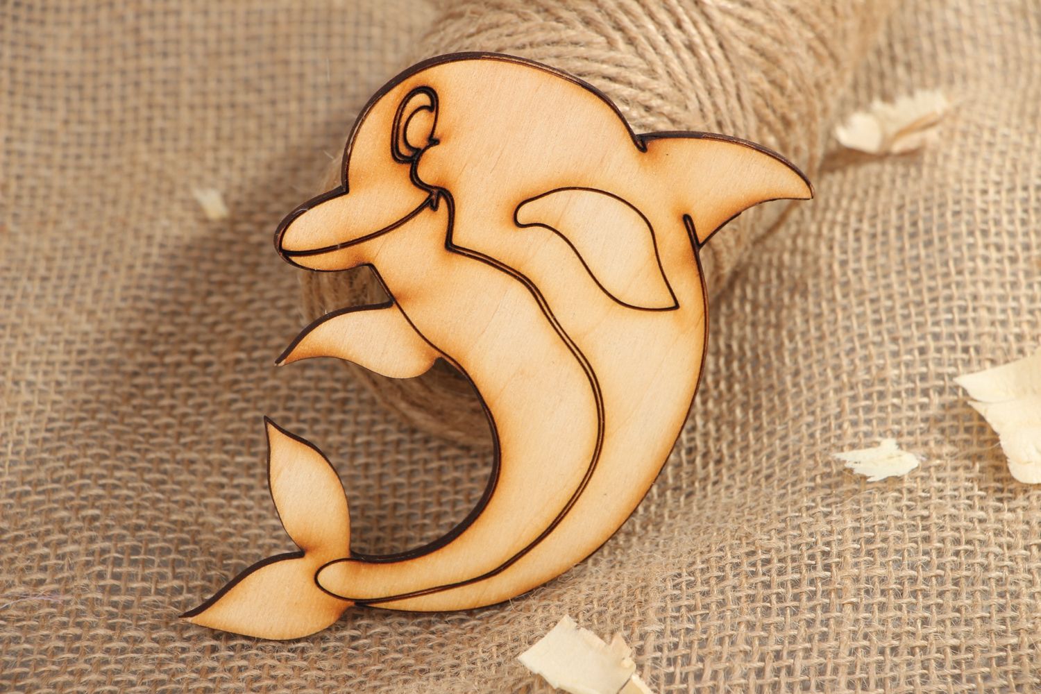 Handmade Holzrohling Delphin aus Sperrholz foto 4