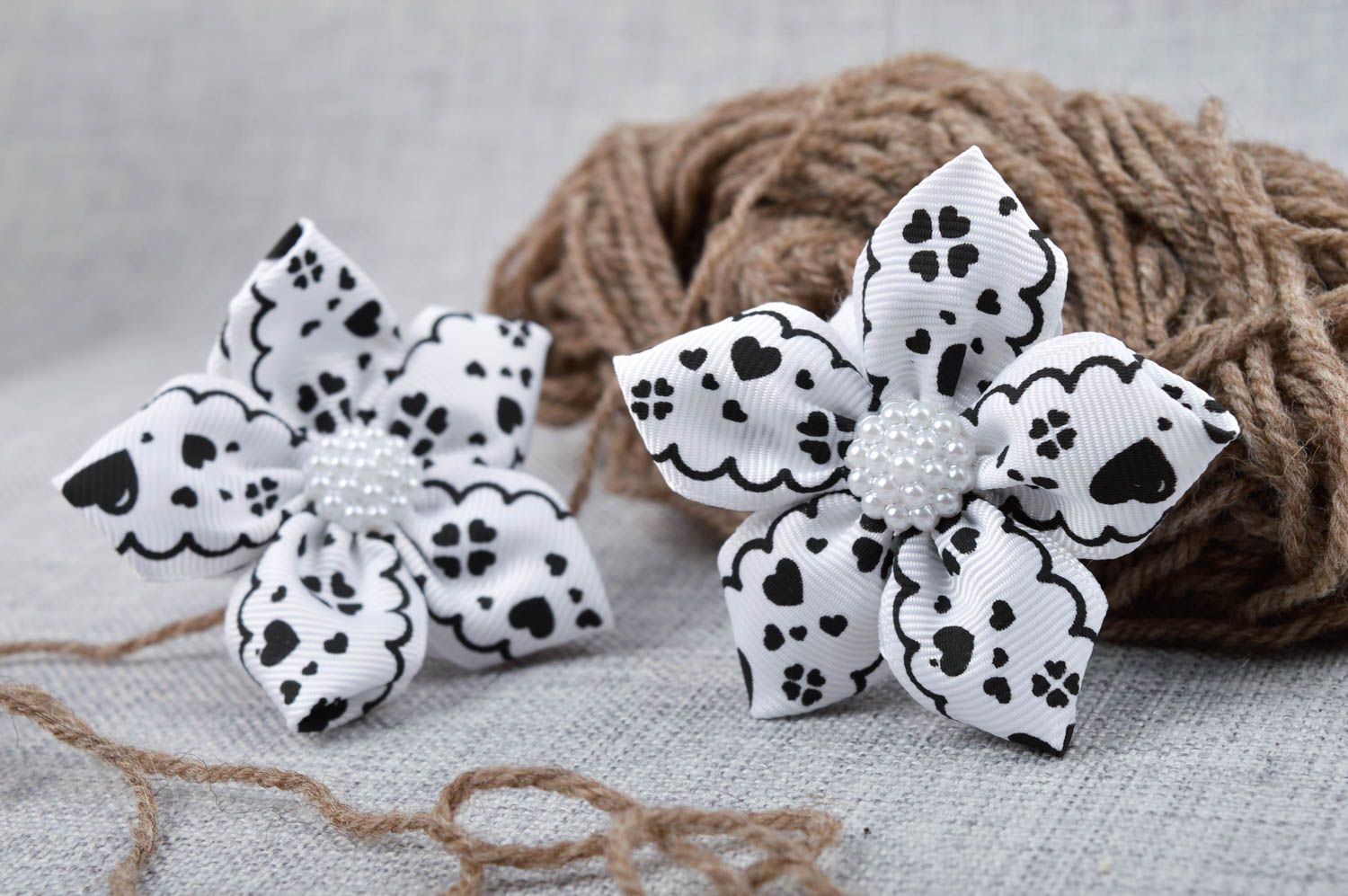 Handmade flower scrunchie 2 pieces textile scrunchy for kids gifts for her photo 1