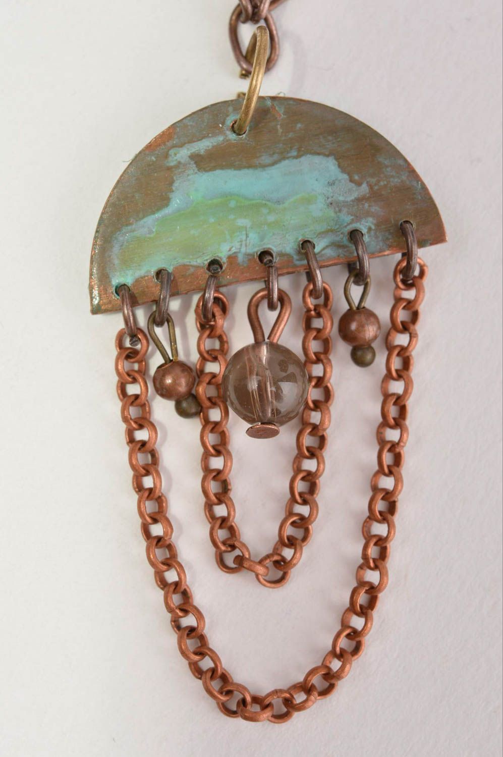 Handmade pendant designer copper accessories metal jewelry with stone photo 4