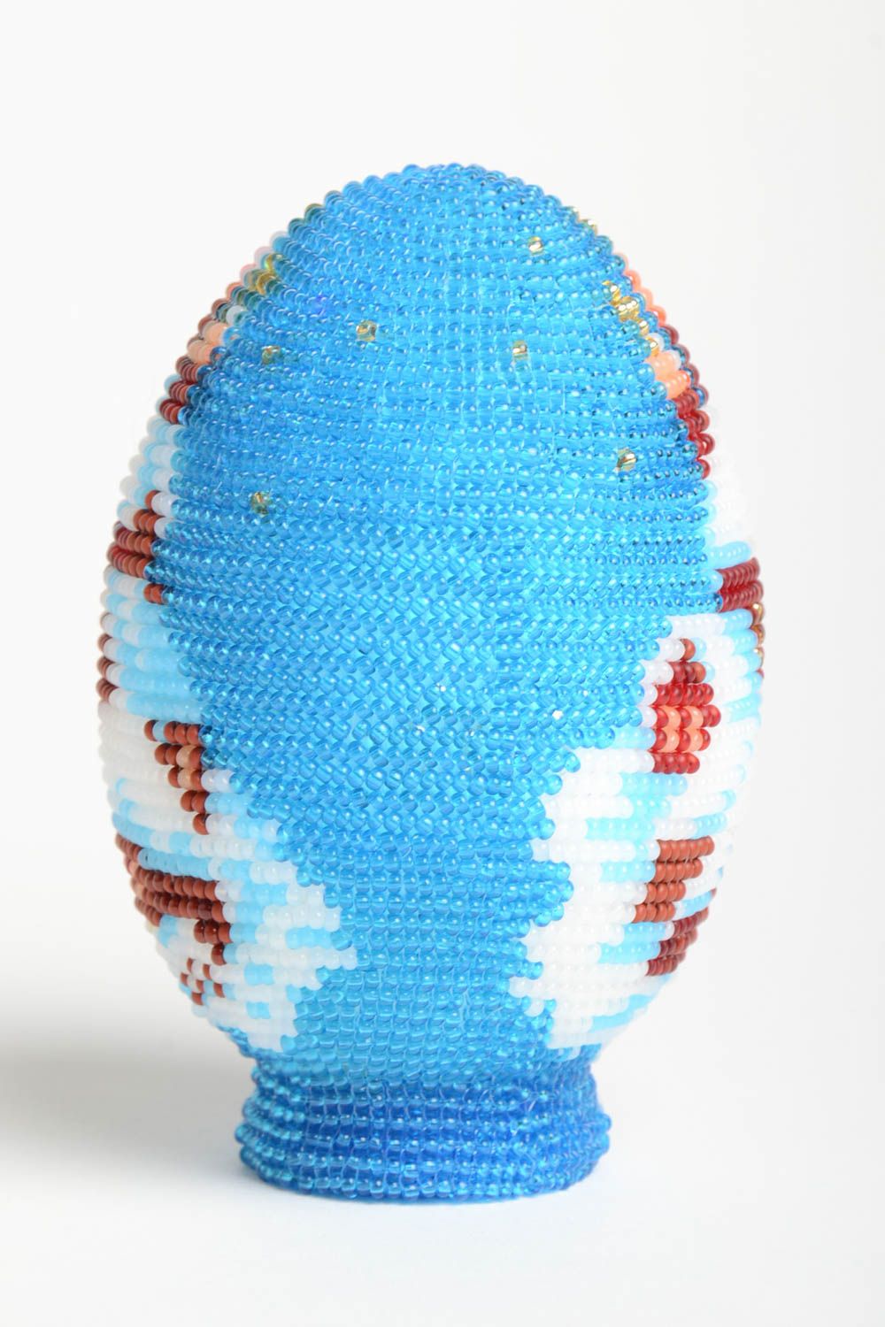 Handmade home interior decoration seed beaded Easter egg present for holidays photo 3
