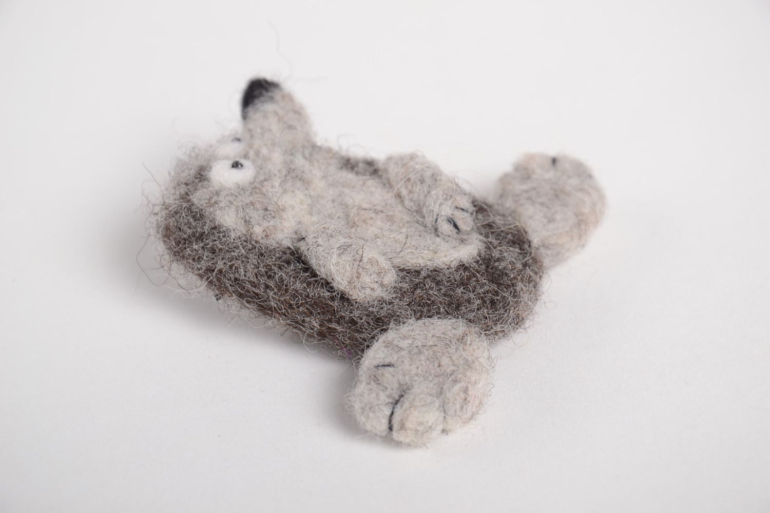 Handmade Designer Schmuck Brosche Tier aus Wolle Accessoire für Frauen Igel foto 5