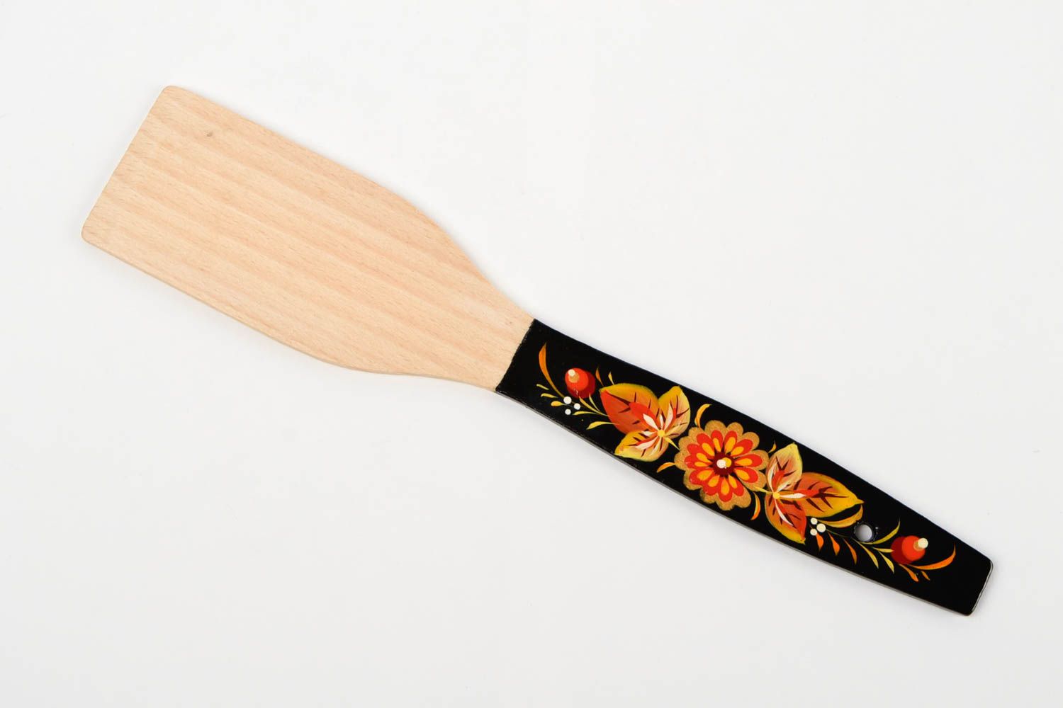 Handmade stylish wooden spatula unusual painted spatula ware in ethnic style photo 3
