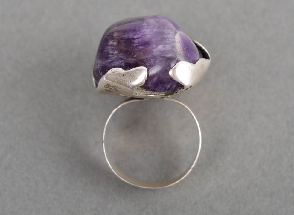 Стильное кольцо хэнд мэйд украшение из мельхиора женское кольцо с аметистом фото 4