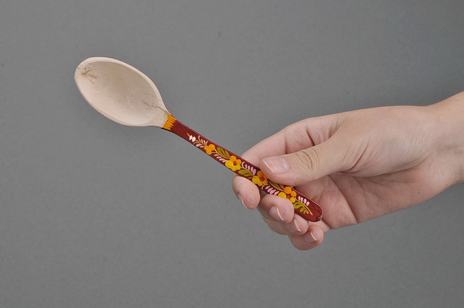 Wooden teaspoon with red handle photo 5