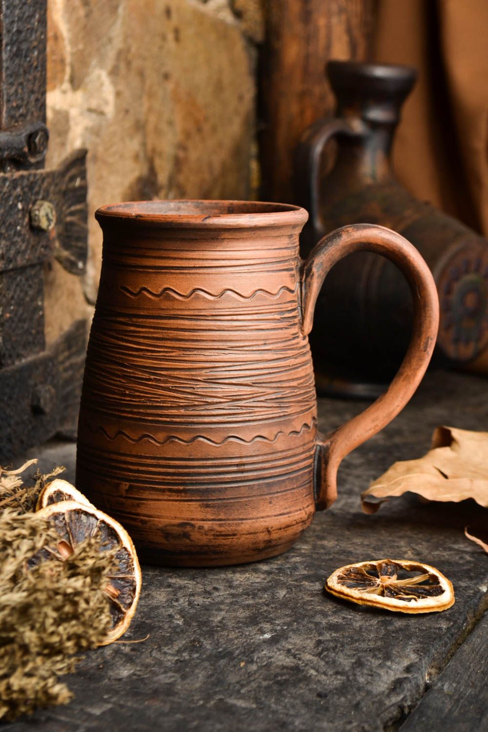 Tasse céramique Mug original fait main 50 cl marron pour thé Vaisselle design photo 2