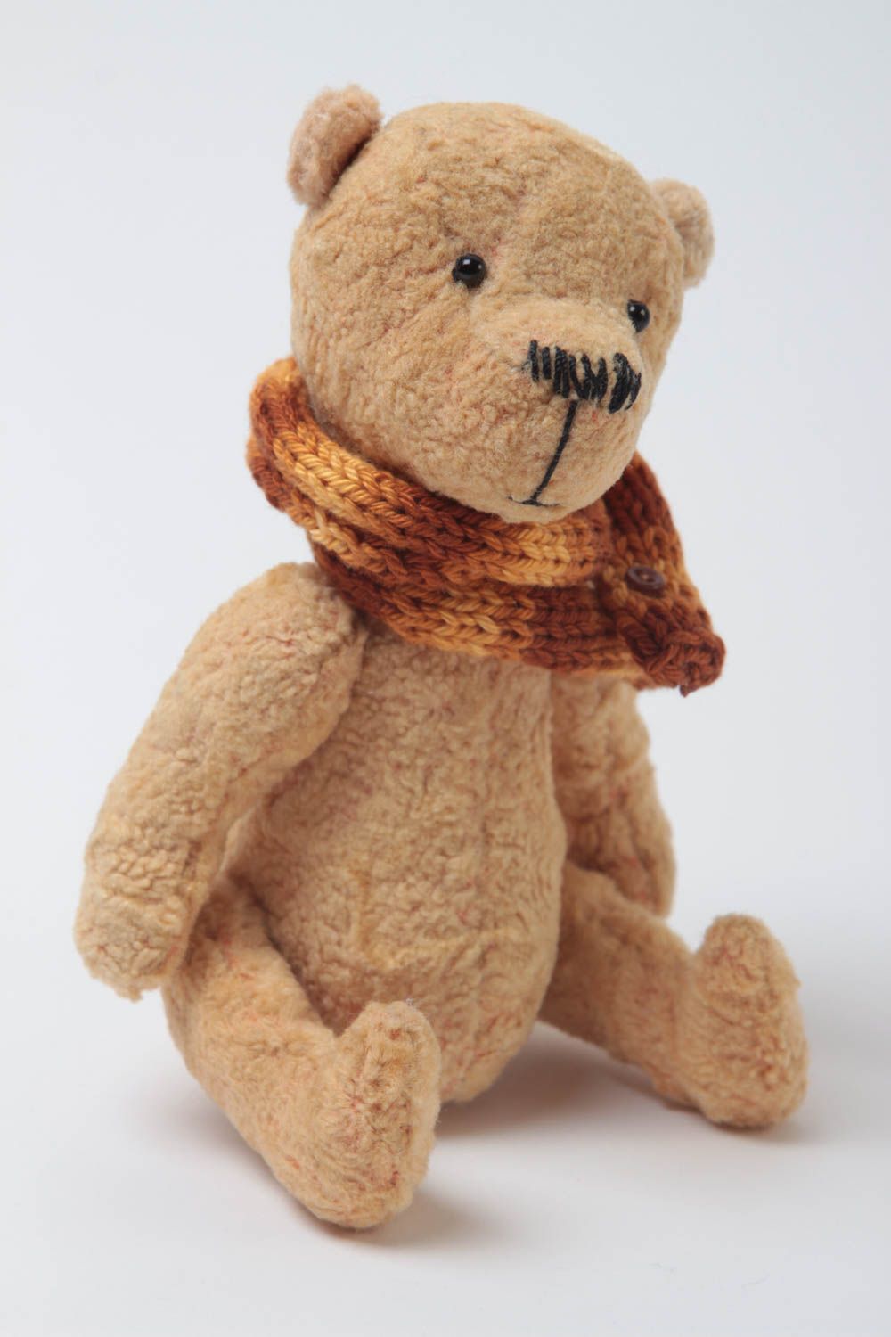 Peluche ours fait main Jouet enfant Cadeau original cousu en peluche beige photo 2