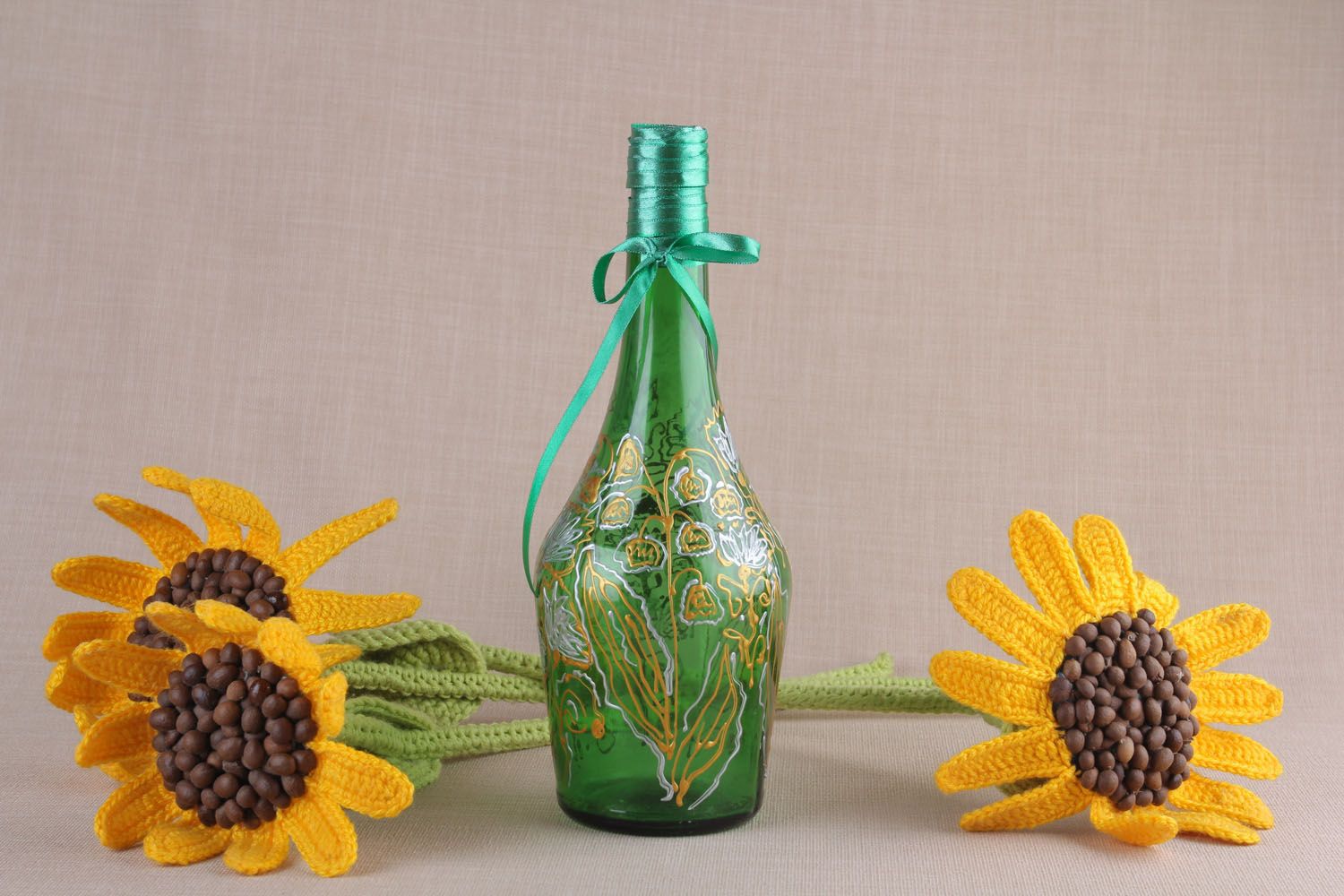 Glass bottle with stained glass painting photo 1