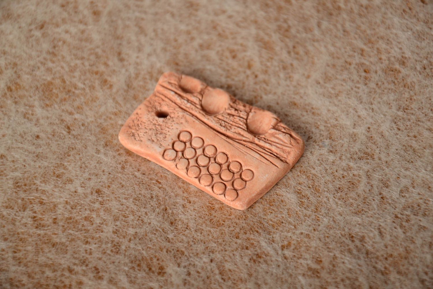 Unusual handmade DIY clay blank for pendant making beautiful relief photo 1