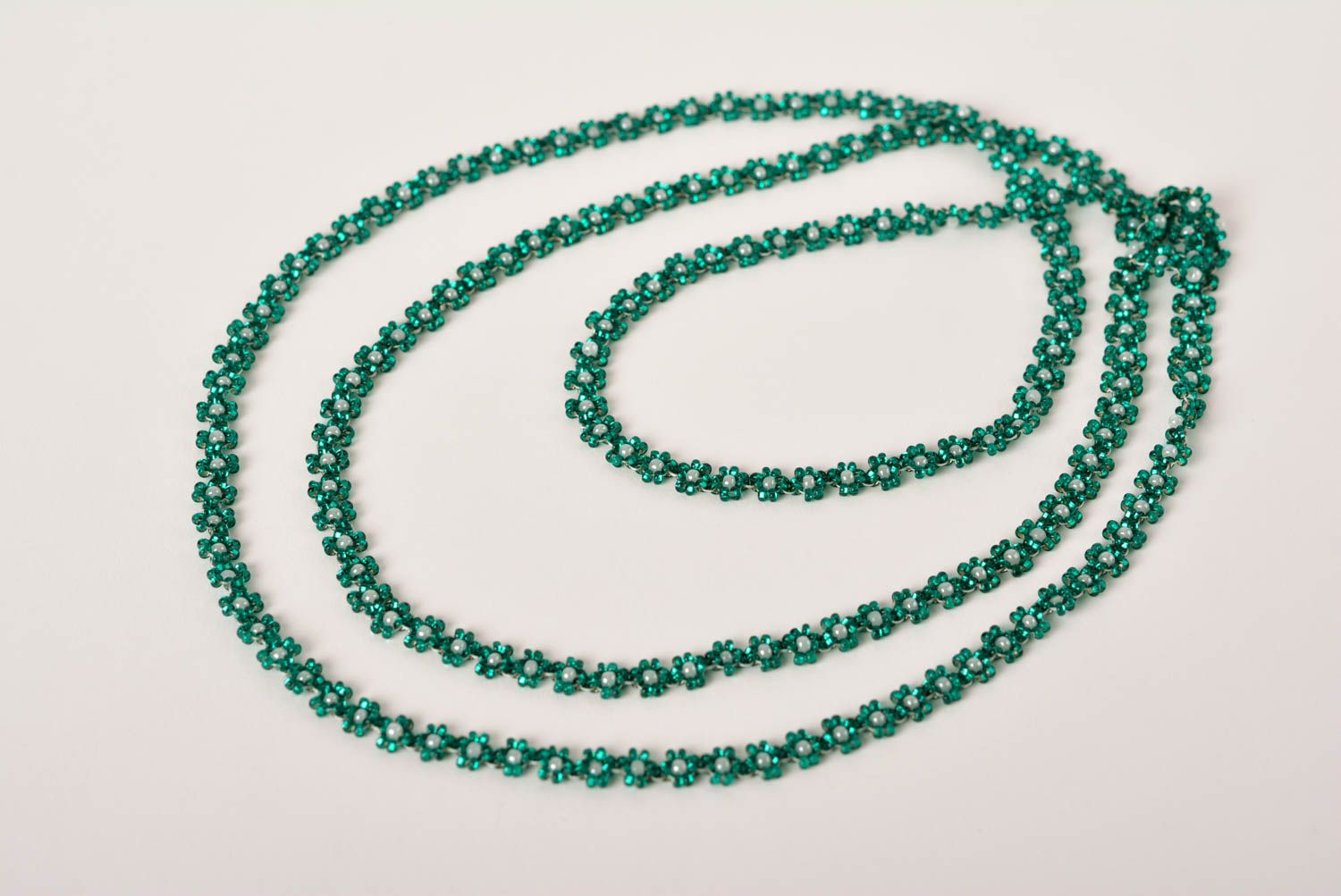 Emerald handmade beaded necklace woven bead necklace accessories for girls photo 1
