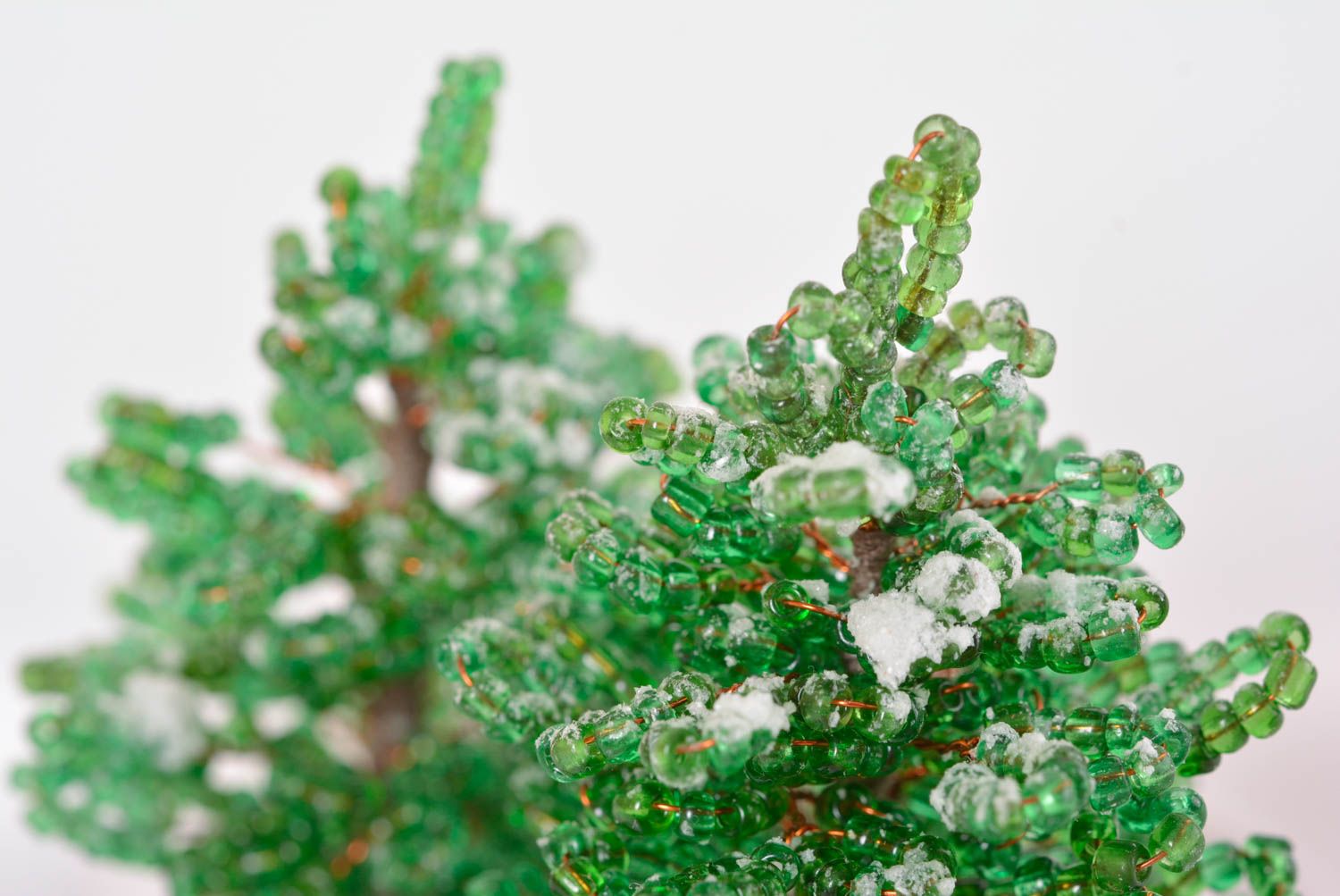 Grüne künstliche Bäume handmade Glasperlen Deko tolle Tischdekoration Idee foto 3