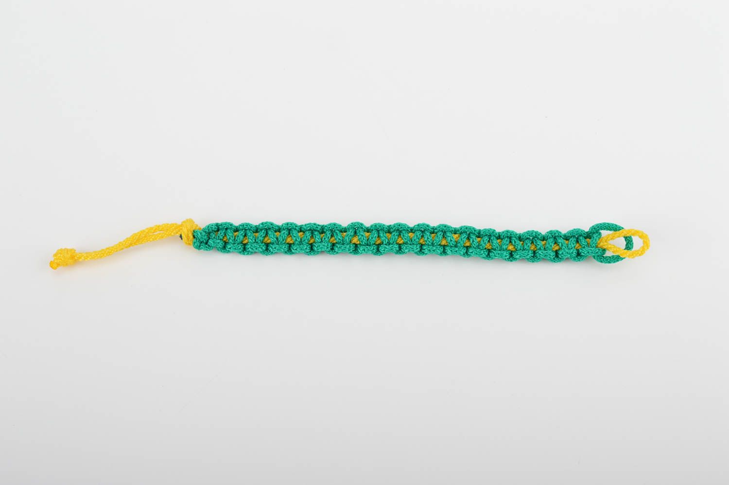 Браслет из шнурков браслет ручной работы зеленый с желтым плетеный браслет  фото 5