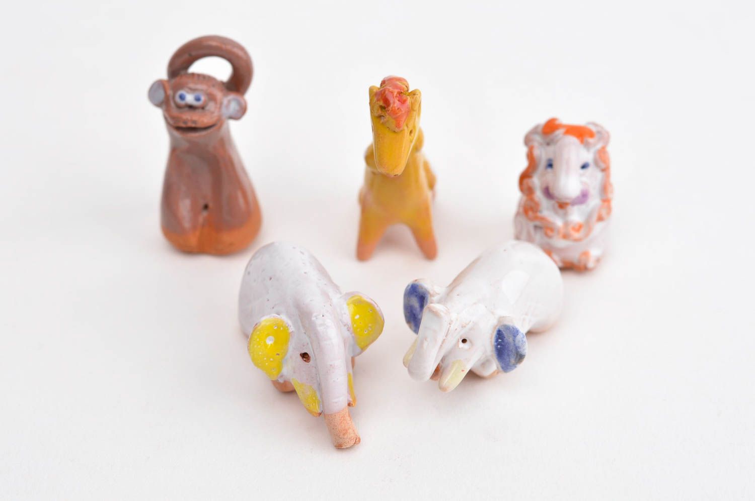 Figurines animaux Statuettes miniatures fait main 5 pcs argile Décor maison photo 8