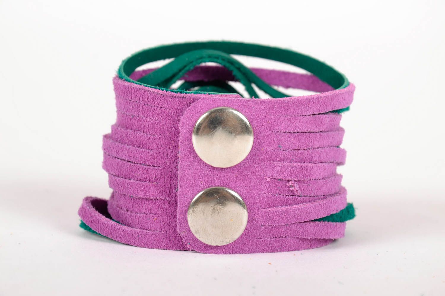 Leather Bracelet Purple Green photo 2